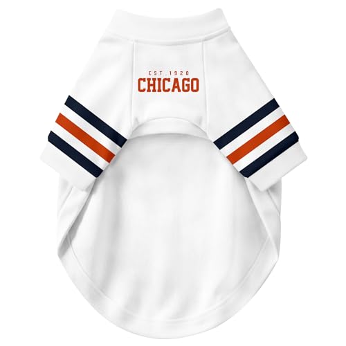 Image of Chicago Dog Clothes Jersey Style Personalized Pet T Shirt with Custom Name Number for Small Medium Large Dogs