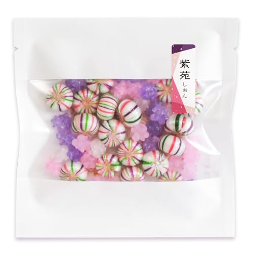 富久屋 紫苑(しおん) 1袋金平糖と京飴の詰め合わせ (ピーチ グレープ グレープフルーツ ブルーベリーヨーグルト味) 食べやすいサイズ 京菓子 京都土産にも ギフトメッセージ対応 (1個)