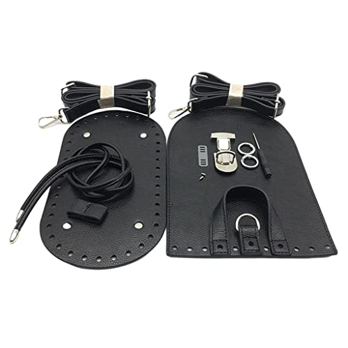 Kit accessoires sac au crochet 7 pièces noir avec rabat et boucle