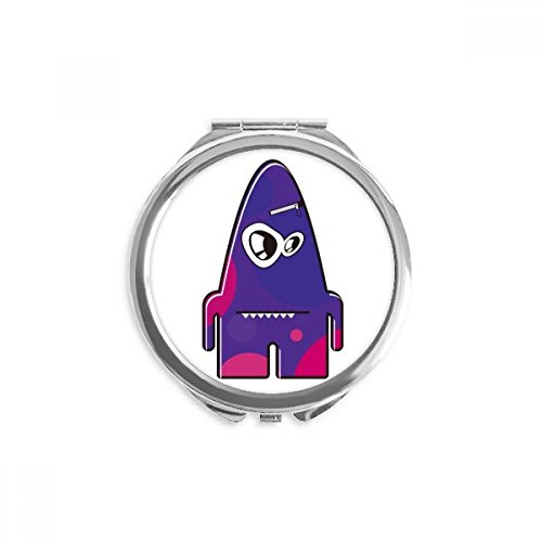 Miroir de poche violet alien monstre compact rond 6,6 cm de diamètre