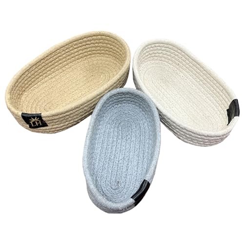Image of LUXE HOME INTERNATIONAL 3-Piece Cotton Storage Basket Set - Multicolor, Eco-Friendly & Durable, Multipurpose Baskets for Laundry, Toys, Clothes, Home Organization and Decor