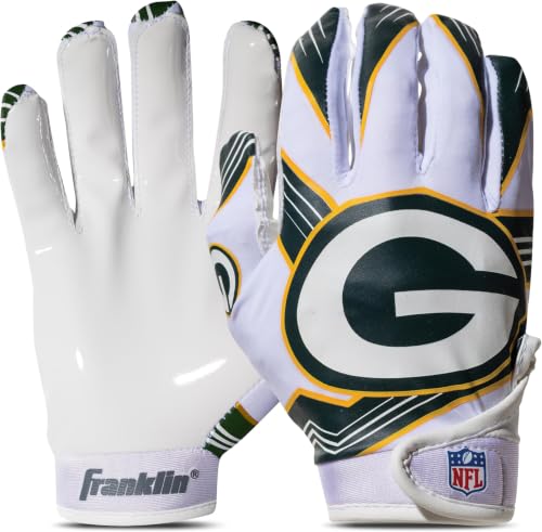 Image of Franklin Sports Youth NFL Football Receiver Gloves - Kids Football Gloves Pair - NFL Team Logos and Silicone Palm