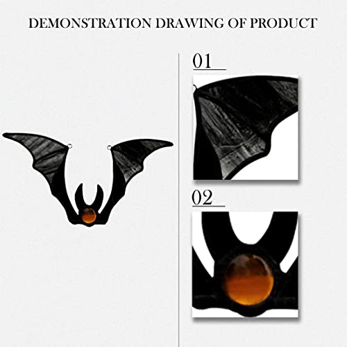 Boxcasa Bats Decor Stained Glass Window Hanging,Halloween Bat Ornaments Indoor And Gothic Home Decor Bat Suncatcher Indoors Outdoor Bedroom Office Garden Patio And Halloween Party Decorations #TOP2