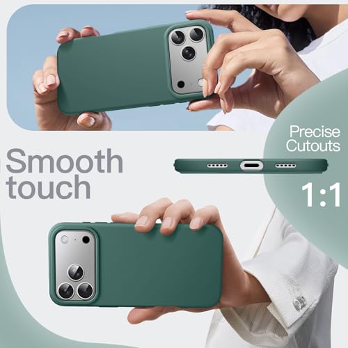 Image of JETech Liquid Silicone Case for iPhone 17 Pro 6.3-Inch, Silky Soft Touch Full-Body Protection, Anti-Scratch Shockproof Phone Cover with Microfiber Lining (Midnight Green)
