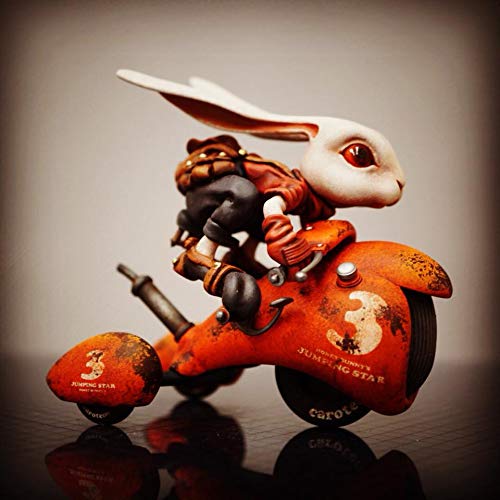 Figurines en résine haute précision Lapin Mignon sur Moto GK brute modèle 920