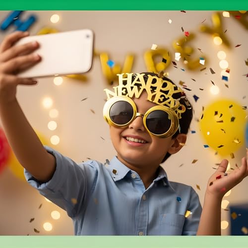 Image of Crackles Happy New Year Gold Goggles | Stylish Party Glasses for New Year Celebration | Fun Photo Booth Prop & Festive Accessory for Adults & Kids (Pack Of 1)