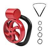 Penis Cage in The Shape of A Wheel with 5 Rings and Chastity Belt New Breathable Cock Cage Lock Extreme Fetish Bondage Sex Toy for Men, Couples (Cage+2-Way Strap)