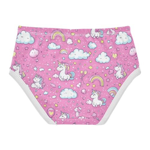 Wusikd Pink Unicorn Clouds Girls' Underwear Cotton Rainbows Balloons Girls Briefs Soft Toddler Underwear 2T2