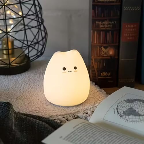 Image of Silicon New Cat Night Light, Portable Light with USB Cable Rechargeable, Tap Control & 7 Color Changing LED Light Perfect for Kids, Girls,Boys - Home Decor & Nursery & Gifts