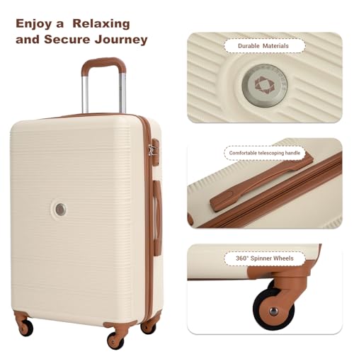 Image of Travelhouse 4 Piece Luggage Sets with Spinner Wheels, Hardshell ABS 6 peice Suitcase Set with Tsa Lock, Lightweight Hardside Travel Suitcases with Waterproof Duffle Bag for Men Women (WHITE)