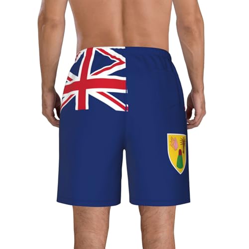 nanger Flag of The Turks and Caicos Islands Men'S Swim Trunks Quick Dry Shorts Bathing Suit with Pockets, for Beach, Summer3