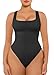 FeelinGirl Bodysuits for Women Tank Tops Bodysuit Seamless Tummy Control Bodysuit Compression Shapewear Bodysuit Black M/L
