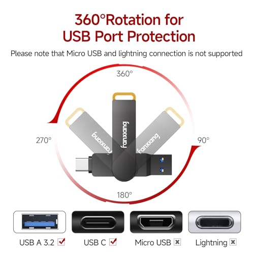 fanxiang USB Stick 64GB USB 3.2 Gen 1 Flash Drive Up to 260 MB/s Dual Port Drive Memory Stick with Type-C and USB A for Storage - F375 - Image 5