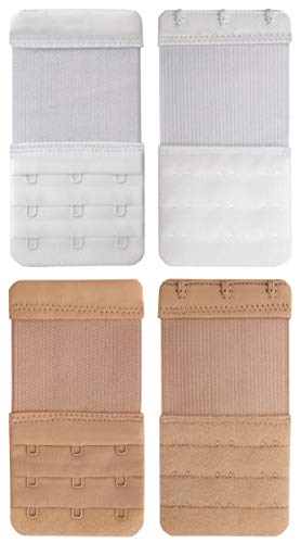 Tamlien Women Bra Extender 3 Hook,Stretchy Soft Comfortable Bra Strap Extensions - 6 Pcs Pack (White/Beige) #TOP5