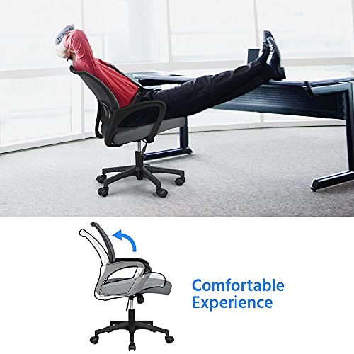 Yaheetech Office Chair Mid Back Executive Task Swivel Rolling Gaming Lumbar Support Modern Desk Computer Ergonomic Mesh Embody Chair Rolly Study Chair With Armrests, Dark Grey #TOP6