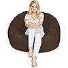 4 ft brown color giant bean bag chair with filler included comfortable ultra soft long lasting durable double stitching removable zipper closure cover  urban country home decor