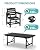 PLUUV Outdoor HDPE Dining Set, 7 Pieces Outdoor Furniture with Large Table& 6 Chairs, All-Weather Patio Dining Set for Lawn, Garden, Backyard, Black