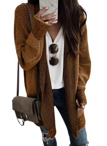 Image of Sidefeel Cardigan Sweaters for Women 2026 Fall Outfits | Soft Cozy Warm Cardigans, Checkered Long Sleeve Open Front, Chunky Knit Oversized Sweater Coats, Casual Office Wear