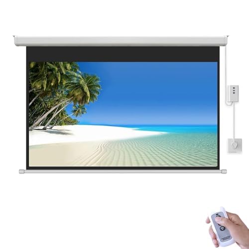 Motorized Projector Screen, Freestanding 16:9 4K HD Screen for Indoor and Outdoor Cinemas