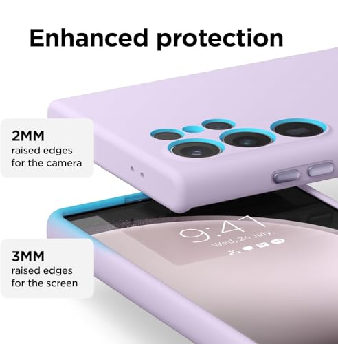 Image of MOBILOVE Back Cover Case for Samsung Galaxy S25 Ultra 5G | Pure Liquid Soft Matte Silicone Case with Logo and Comes with Camera and Screen Protection (Purple)