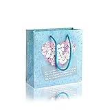 (moin moin) ラッピング ギフトバッグ 手提げ袋 紙袋 | 薔薇 フラワー 花 水色 上品 | 5枚 (ハートの花束 20×20×8cm)