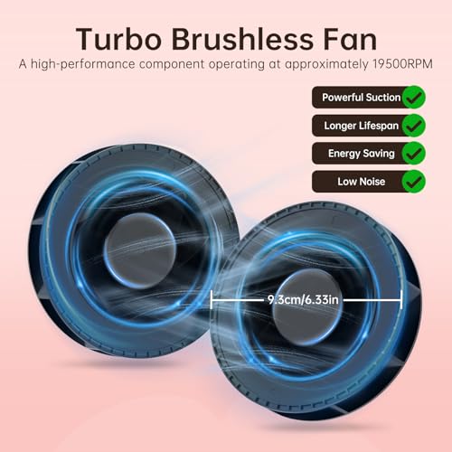 Image of Nail Dust Collector, 19500RPM Cordless Nail Vacuum Fan | Professional Powerful 2400PA Dust Collector Nail Tech Vent Dust Extractor with 50 Gears, Low Noise, Nail Salon&Home