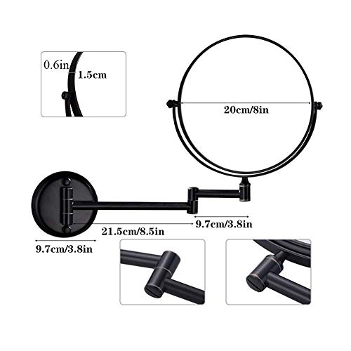Miroir de maquillage mural extensible JCAKES 8 pouces rond - 5
