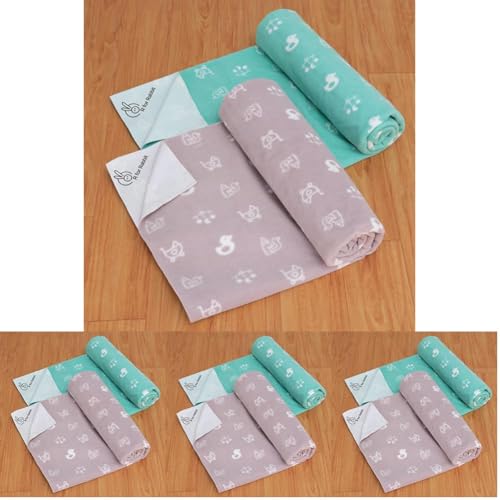 Image of R for Rabbit Waterproof Quick Dry Sheet for Baby | Anti-Piling Fleece Breatheable Fabric Extra Absorbent Instant Dry Baby Bed /Cot Protector Mat (Size-S,Green-Grey,Pack of 8 Combo)