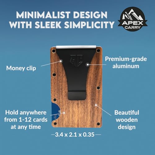 wallets for men - Men's Minimalist Credit Card Holder - Slim Wallet for Men with RFID Blocking - Front Pocket Metal Wallet with Money Clip (Walnut)2