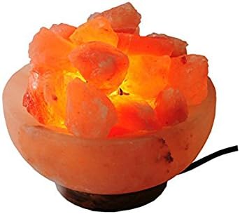 AMOYSTONE Himalayan Salt Lamp Bowl with Small Rock Crystals 6" Included Dimmer Cord 25W Bulbs