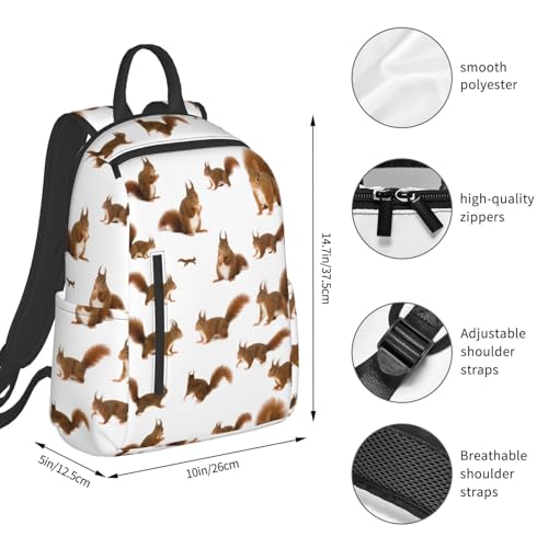 Sac à dos léger écureuil au design mignon et format taille unique - 4