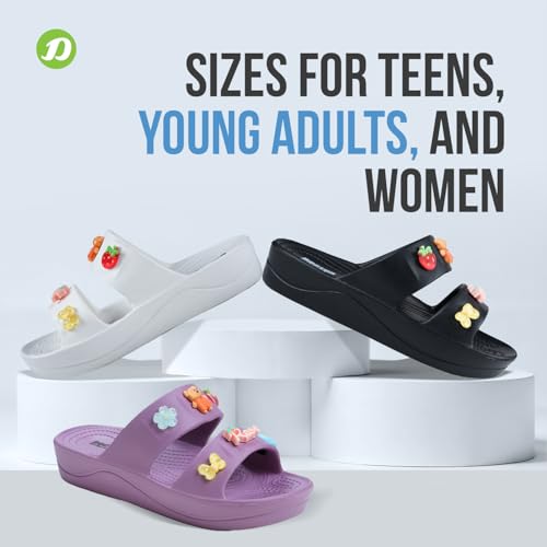 Image of DOCTOR EXTRA SOFT Women's Comfort Double Straps EVA Slip-On Slippers with Cute Charms| Lightweight, Trendy Summer Beach, Pool, Indoor & Outdoor Wear Slide| Soft Cushion Sole Sandals Daily Mules D-540