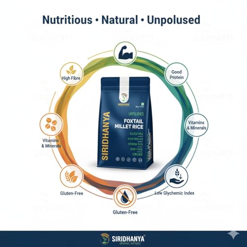 Image of Siridhanya unpolished whole grains foxtail Millet | Gluten-Free, High plant based Protein & Fibre-Rich Superfood - Low GI, Vitamin-Packed Healthy Rice Alternative | Natural Grain for healthy life (500 g x 2 Pack)