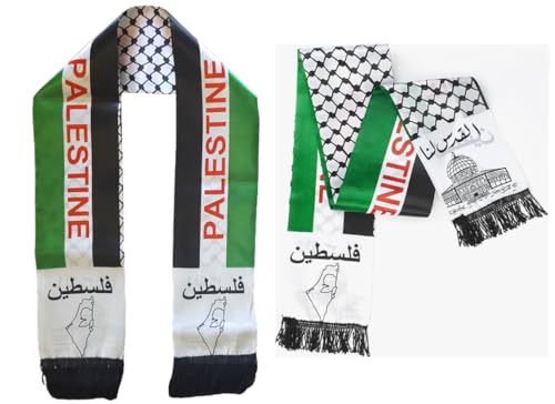 2 Pack Palestine Flag Scarf Silk Neck Scarf Palestinian Scarf Arab Gifts Palestine Bandana 6 X 53 Inch