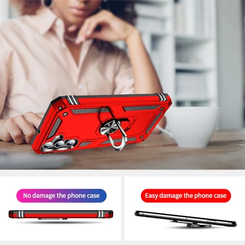 for Samsung Galaxy A15 5G Case with HD Screen Protector : Military Grade 16ft Drop Tested Ring Shockproof Protective Phone Case - Samsung Galaxy A15 Red - image 5