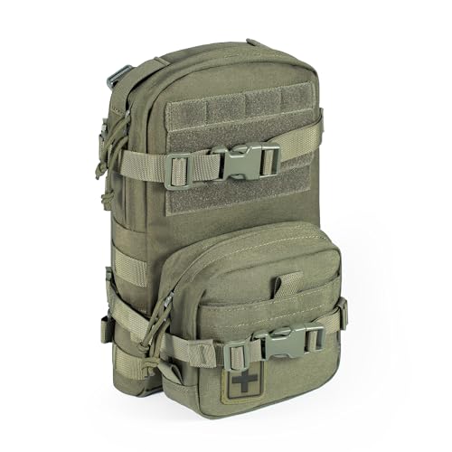 CLTAC Tactical Small MOLLE Hydration Pack Outdoor Water Bladder Carrier Pack for Vest Backpack(Range Green)
