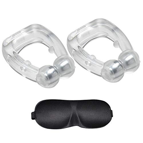 Anti Snore Nose Clip 2PCS +3D Sleep Mask | Stop Snoring Devices That Work | Anti Snoring Nose Clip | Snoring Aids | Snore Silencer | Micro Anti Snoring Device | Silicone Magnetic Nose Clip For Snoring