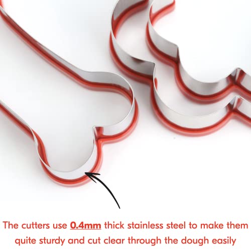 4 Pcs Dog Bone And Dog Paw Cookie Cutters, Dog Treats Cookie Cutter, Dog Bone Shapes Cutters, Homemade Dog Biscuit Treats Cutters, Coated With Soft Pvc For Protection #TOP3