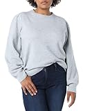 Amazon Essentials Women's Soft Touch Pleated Shoulder Crewneck Sweater, Grey Heather, Medium