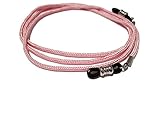ATLanyards Light Pink Eyeglass Cord Lanyard, Paracord Holder for Glasses, Black Grips, 363