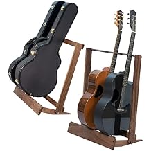 String Swing Multiple Guitar Floor Stand and Case Rack For Acoustic and Electric Guitars Hand Welded Steel and Hardwood Made in the USA Walnut CC34-29-BW