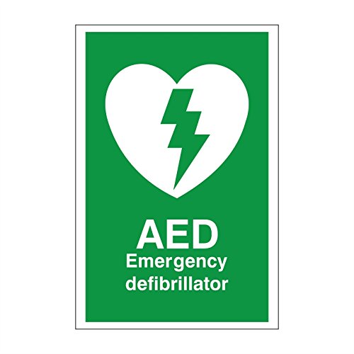 Uk Safety Store White Aed Emergency Defibrillator Sign 200Mm X 300Mm - Self Adhesive