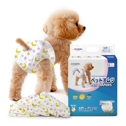 Japapet 犬用オムツ 女の子用 ペットオムツ 長時間安心設計 通気性◎小型・中型犬用 Lサイズ 32個入り×4袋