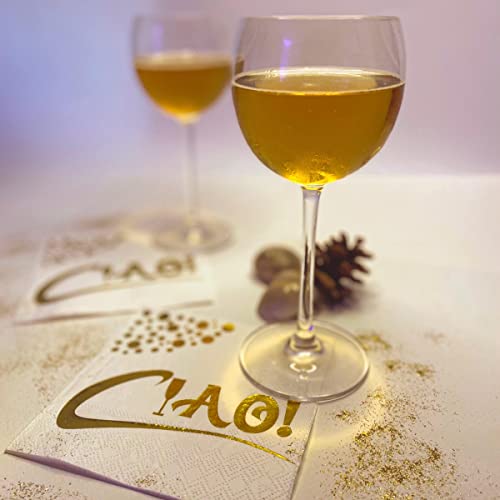 White And Gold Cocktail Napkins - 3 Ply 5X5 Inches Beverage Napkins Bulk - Unique Design For Dessert Napkins - Coffee Napkins - Party Napkins - Drink Napkins - Bar Napkins. (100) #TOP5