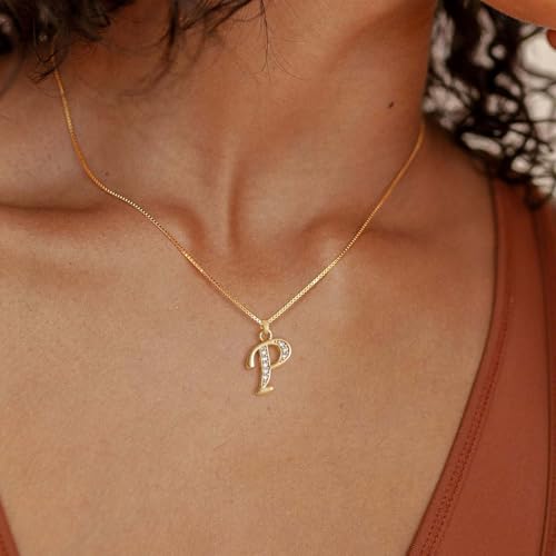 Fglqfam Gold Initial Necklace for Women, 14K Gold Plated Box Chain Letter Pendant, Trendy Name Necklace, Dainty Personalized Jewelry Gift for Her (P) by Fglqfam - Used condition - Image 4