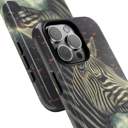 Coque rigide iPhone 16 Pro Max noire motif zèbre eau et braises - 2