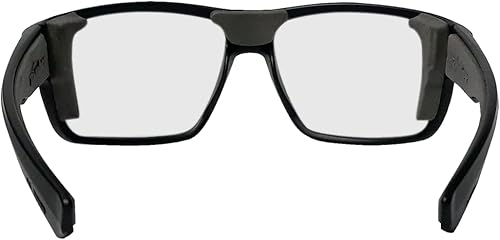 Miniatura 3 de BOMBER Gafas de seguridad para hombre, marco negro mate con lente de seguridad transparente, forro de espuma gris antideslizante, cumple con ANSI