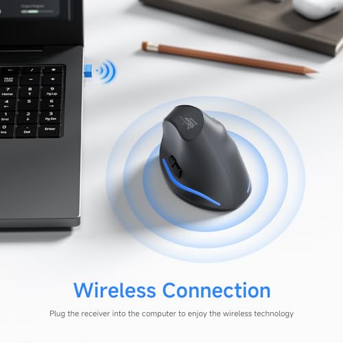 ECHTPower 2025 Update Souris Ergonomique sans Fil, 2.4GHz Souris Verticale Rechargeable, Wireless Mouse Droitier Silencieuse, 4800 DPI Réglable Interface Type C pour PC Laptop Ordinateur Mac Windows – vue 2