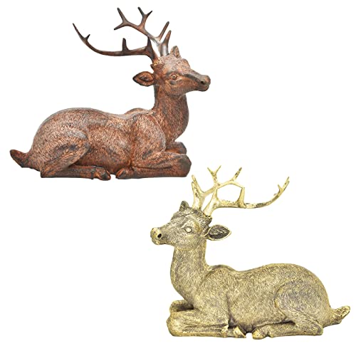 Figura Decorativa Ciervo Sentado Resina Rust 6.5in miniatura 6