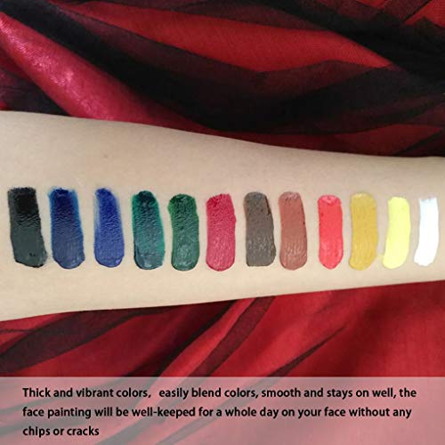 Face Paint Kit,12 Colors Professional Face Painting Tubes, Non-Toxic & Hypoallergenic Body Paint Halloween Makeup, Rich Pigment, Face Painting Kits (Great for Adult)